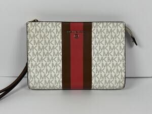 Michael Kors Jet Set Small Signature Logo Red Stripe Crossbody Bag